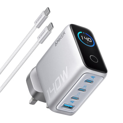 Anker Charger (140W, 4-Port, PD 3.1) 4輸出牆插充電器連 USB-C 充電線